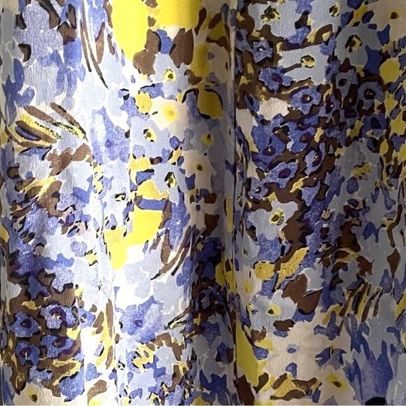 BANANA REPUBLIC Sleeveless Silk Midi Dress Floral Print Blue Yellow XSP - Picture 4 of 6